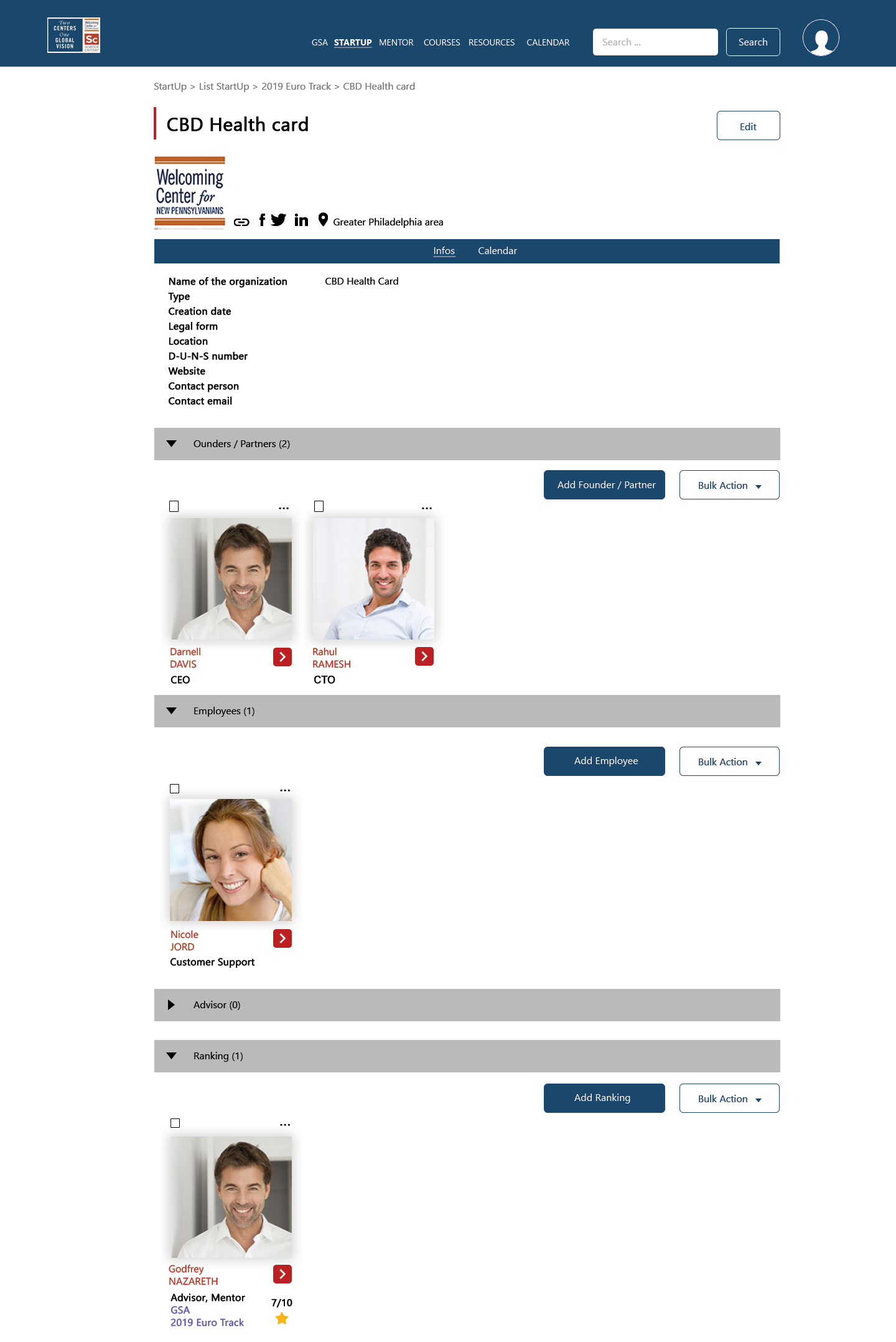 startUp Info