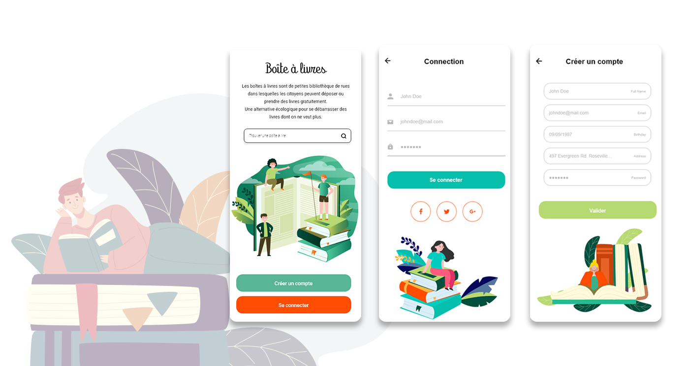 Inscription application gestion livres