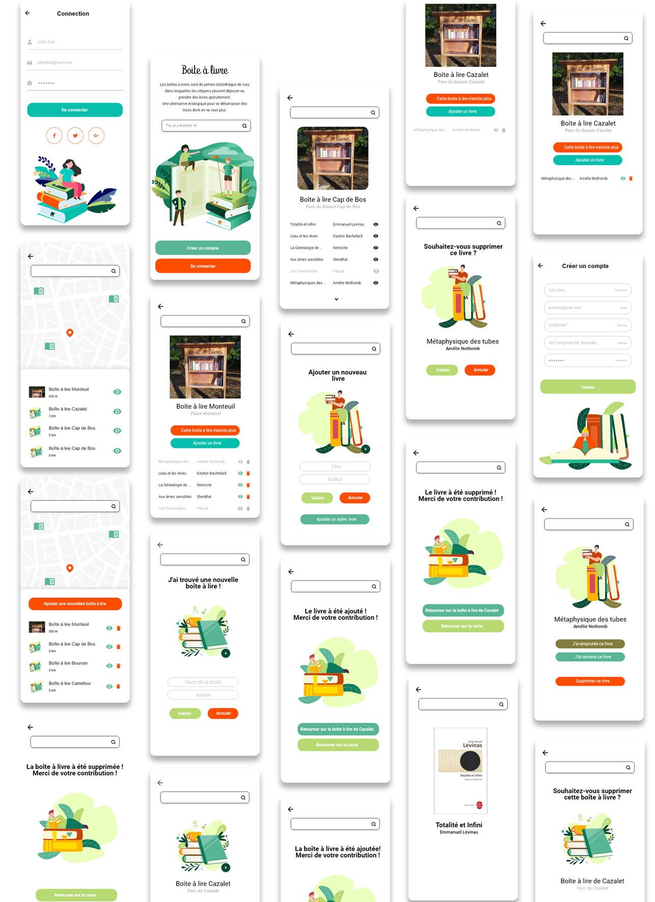 screens application gestion livres